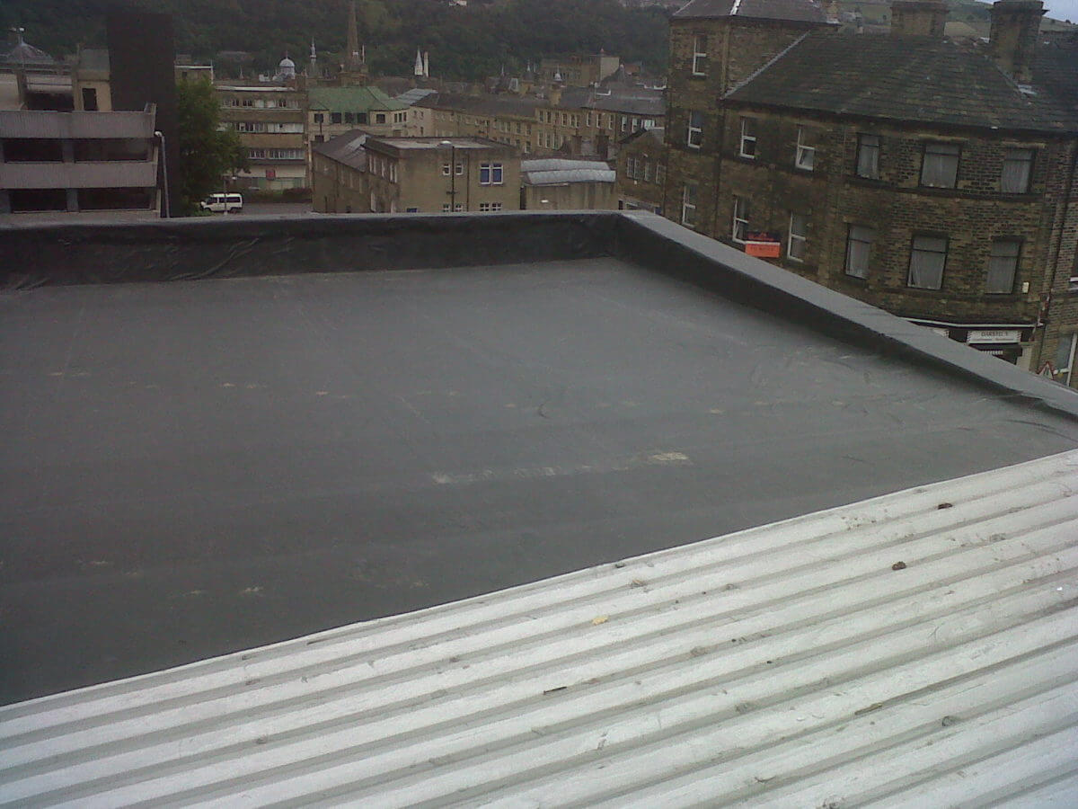 A rubber roof used on a commercial property